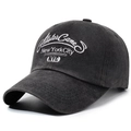 Vintage-Baseballkappe aus gewaschener schwarzer Baumwolle mit New York City Stickerei - Verstellbar / Schwarz