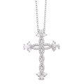 Silver cross necklace with sparkling cubic zirconia stones and pear-cut teardrop accents - Silver