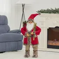 Standing Santa Claus doll in red coat with gift bag and ski poles, 90cm or 120cm size - Red Suit with Ski Board / 120cm