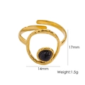Detailed size specifications of 14K gold-plated ring with black stone inlay, weight 1.5g - Black Agate