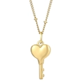Elegant gold titanium heart key pendant necklace with a polished minimalist finish - Heart Key Pendant Style (KN235281-Z)