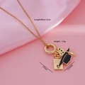 18K gold plated graduation necklace featuring black enamel cap and passport charm - Graduation Cap/Passport/Pen