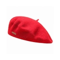 Berretto classico in lana rossa da donna con elegante piccolo logo in metallo dorato - Taglia unica / Rosso
