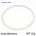 Minimalist 65x3mm ancient silver stainless steel bangle with a vintage matte finish - 65mm Single Ring (KB209839-GC)