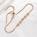 Adjustable golden box chain bracelet featuring five stone-inlaid floral charms - Gold Five-Petal Flower