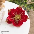 Fiore di Natale in velluto rosso 20cm con bordi glitter oro per l'albero - 20cm Magnolia in Velluto / Borgogna