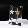 Detail of flower tassel earrings with pearls on a transparent acrylic jewelry stand - Small Transparent 6*3*8CM