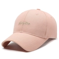 Pink corduroy baseball cap with golden Raiyan embroidery and striped texture - Adjustable / Pink