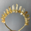 Handmade crown headband featuring natural yellow citrine crystals on a gold wire frame - Yellow Citrine Basic