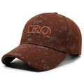 Brown baseball cap with embroidered ARQ letters and all-over pattern in side view - Adjustable / Coffee