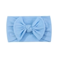 Sky blue baby nylon headband with large soft fabric bow and elastic high stretch band - Sky Blue
