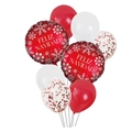 Detail of Christmas balloon set with red foil Merry Christmas prints and glitter decor - Style 9-White Red Rose Gold Spanish Set
