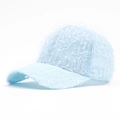 Light blue distressed baseball cap with fringe texture and wide brim for sun protection - Adjustable / Sky Blue