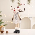 50cm white plush reindeer decoration with a knit hat, striped scarf, and black boots - Plush Reindeer Style F - Standing With Boots / 50cm