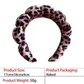Pink and black leopard print padded sponge headband with soft knit texture - 18-velvet Purple-black Leopard Print Headband