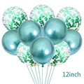 Detail of 12 inch metallic tiffany blue and clear confetti party balloons set - Green