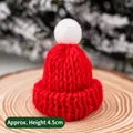 Mini red Christmas knit hat with white pompom for DIY crafts, 4.5cm height - Classic Red Christmas Knit Hat 1PC