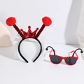 Ladybug costume accessory set with red polka dot glasses and bug headband - Red Ball Crown Headband + Red Glasses Long Antenna