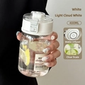 Portable 600ml minimalist clear plastic water bottle in light cloud white with tea filter - Light Cloud White (Small Clear Plastic)