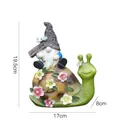 Nain de jardin solaire sur escargot avec panneau Welcome et fleurs LED 19.5cm haut - Ornement Nain Elfe Escargot (Lumière Solaire)