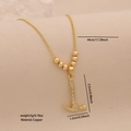 Golden hammer pendant necklace with white zircons on a bead-accented copper chain - Mallet Pendant (3#)