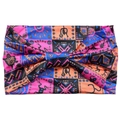 Ethnic print wide elastic headband with pink and blue African tribal patterns - Style 98
