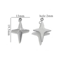 Polished silver stainless steel cross star pendant charms for DIY jewelry making - 19.5mm*13mm / Steel