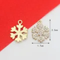 Golden snowflake charm with rhinestones and polished back, 2.3cm x 1.7cm size - 4# Snowflake-KC Gold