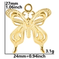 Detail of 18k gold plated stainless steel butterfly pendant with dimensions and weight - Pendant / Gold