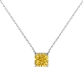 Elegant S925 sterling silver necklace with a yellow square radiant cut zircon pendant - Ice Flower Cut Necklace / Silver-Yellow Zirconia