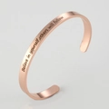 Rose gold stainless steel C-shaped cuff bracelet with inspirational engraving - Rose Gold G2547-Believe in yourself
