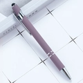Morandi purple stylus ballpoint pen with matte finish and silver metal clip accents - Fuschia