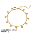 Cavigliera a catena in acciaio inossidabile placcata oro 18K con ciondoli a disco solare - Stile Disco a Raggiera Dorato (TA8004)