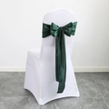 Dark green satin chair bow sash for weddings and hotel banquet events decoration - Dark Green