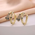 Elegant gold-plated leopard hoop earrings with sparkling blue and white cubic zirconia - Blue Eye Leopard Wrap