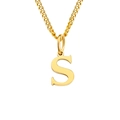 Collar minimalista de acero inoxidable dorado con colgante de letra S mayúscula - Letra S (Dorado)