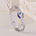 Bracciale in argento con stella marina, palma e dettagli in smalto blu stile mare - Color Acciaio