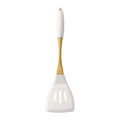 White silicone slotted turner spatula with gold plated stainless steel handle - Slotted Spatula / White