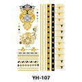 Bohemian gold and black metallic tattoo stickers featuring owl and mandala patterns - Gold and Black Owl and Mandala Totem (YH-107)