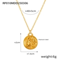 Gold titanium steel necklace featuring Capricorn zodiac embossed round pendant charm - Capricorn / Gold