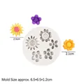 White silicone flower mold for fondant and chocolate cake decoration with floral cavities - Gray