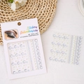 3D body and nail art stickers featuring white pearls and clear rhinestones on white base - Face Round Diamond & Pearl Stickers / White/Clear
