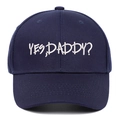 Navy blue cotton baseball cap with white Yes Daddy embroidery and curved brim - Adjustable / Navy Blue