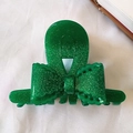 Pince à cheveux nœud vert pailleté en acétate pour des coiffures élégantes et chic - Style Nœud / Paillettes Vertes