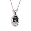 Silver Knight of Cups Tarot necklace with black enamel inlay and sparkling crystals - Oval Tarot - Knight of Cups / Steel