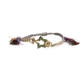 Detail of colorful woven bracelet featuring a gold star charm with green micro-pave crystals - Five-pointed Star + New Style Chain