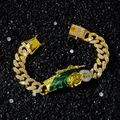 Bracciale cubano hip-hop dorato con strass incastonati e ciondolo di San Giuda Taddeo - Oro