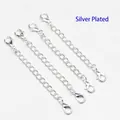 Set of 4 silver-plated double lobster clasp extension chains for DIY jewelry making - Silver