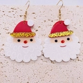 Boucles d'oreilles Père Noël en acrylique avec bonnet rouge et crochets dorés - Père Noël