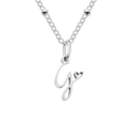 Elegant silver stainless steel initial G necklace with heart detail and beaded chain - Letter G / Silver
